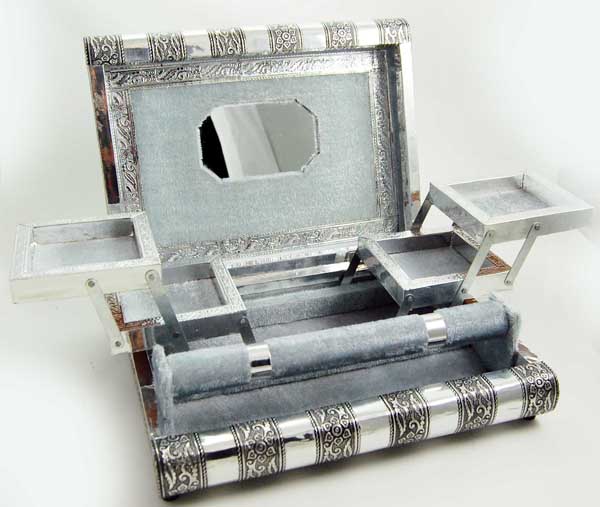 Box Jewellery With Metal Top Grey Interior