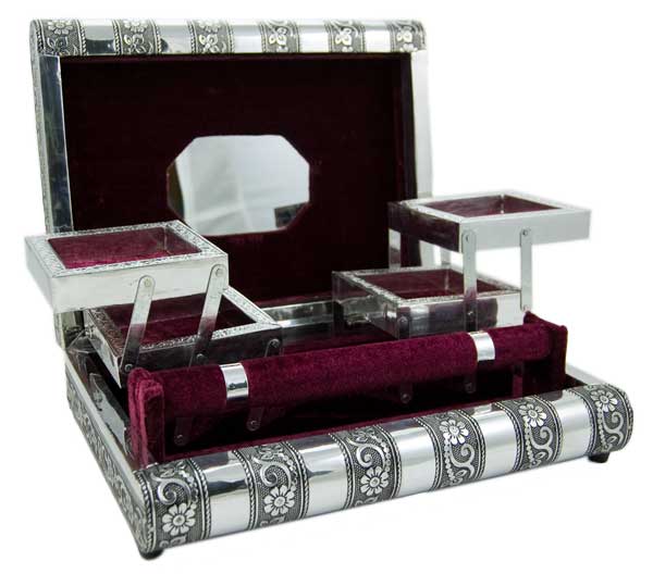 Box Jewellery With Metal Top Maroon Interior