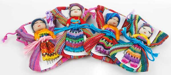 Worry Doll On Small Bag 4Pcs 6cm