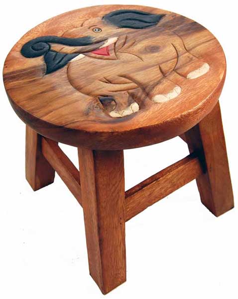 Stool Wooden Elephant Cartoon 25cm(H)