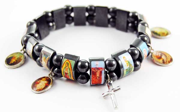 Bracelet Icon Magnetic Hematite Cross And Icons Hanging 12pcs