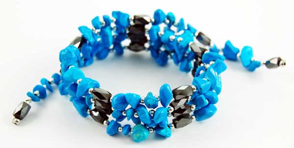 Bracelet Or Necklace Magnetic And Hematite With Turquoise Chip B
