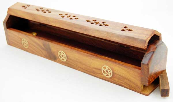 Ashcatcher Box Wood Pentagram 10 Inch