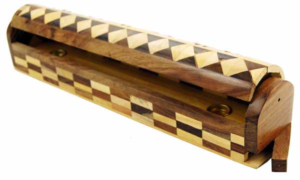 Ashcatcher Box Mango Wood Chequered Design 10 Inch