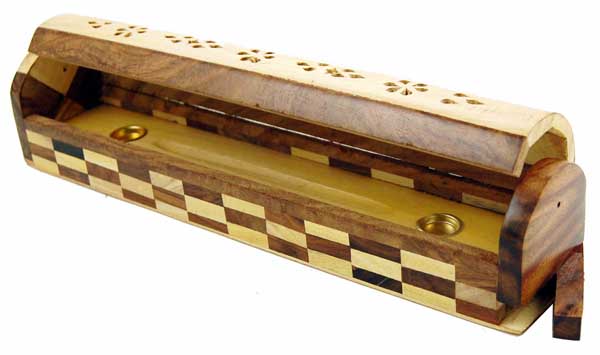 Ashcatcher Box Mango Wood Floral Design 10 Inch