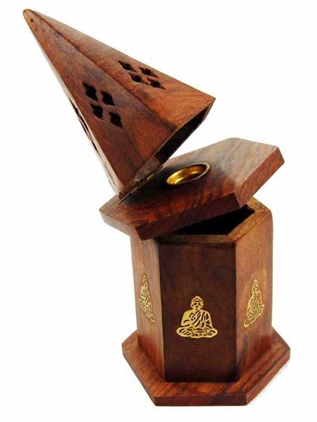Ashcatcher Box Temple Wood Buddha 17Cm (H)