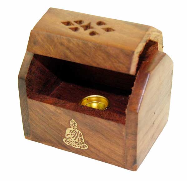 Ashcatcher Box Mini Wood Buddha 8.5x5x6Cm