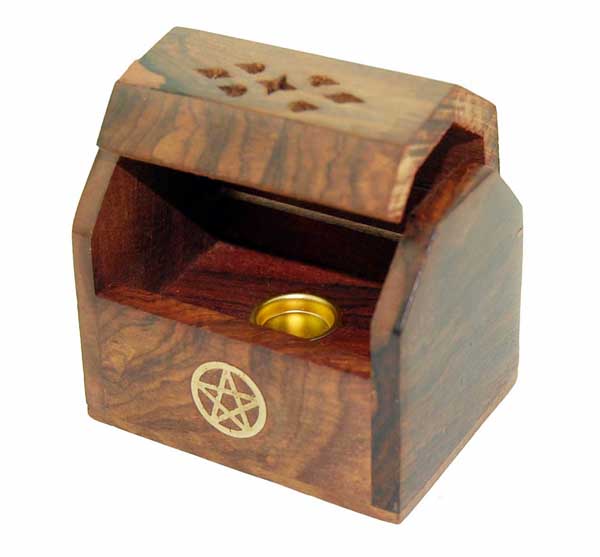 Ashcatcher Box Mini Wood Pentagram 8.5x5x6Cm