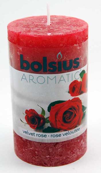 Candle Pillar Aromatic Rustic Velvet Rose 100x58mm