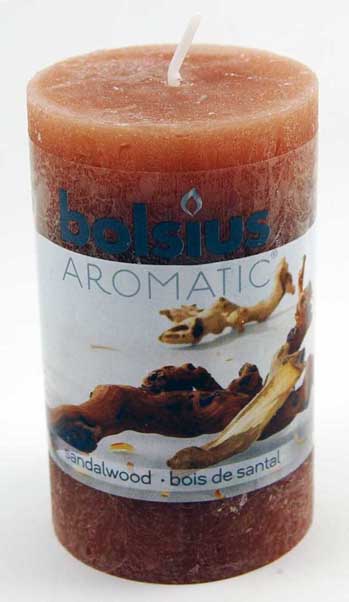 Candle Pillar Aromatic Rustic Sandalwood 100x58mm