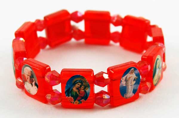 Bracelet Icon Plastic Red 12 Pcs
