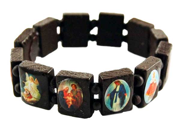 Bracelet Icon Dark Brown Wooden 12 Pcs