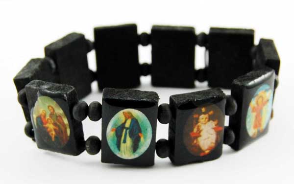 Bracelet Icon Black Wooden 12 Pcs
