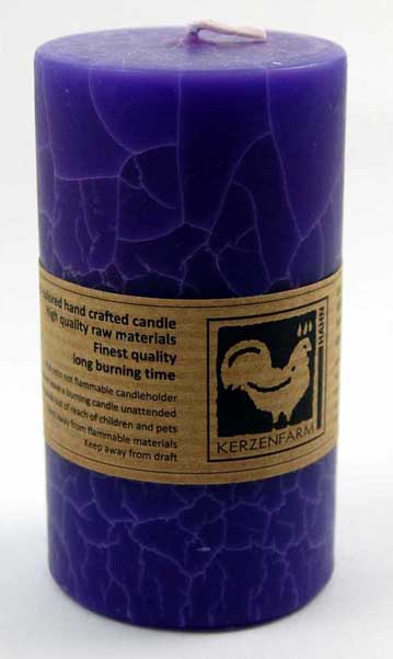 Candle Pillar Cracked Round Violet 90X50mm