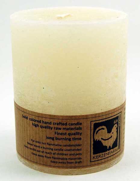 Candle Pillar Country Round Ivory 75X65mm