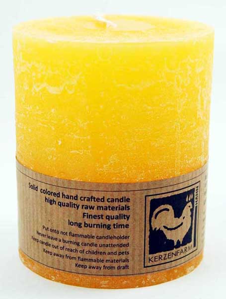 Candle Pillar Country Round Yellow 75X65mm