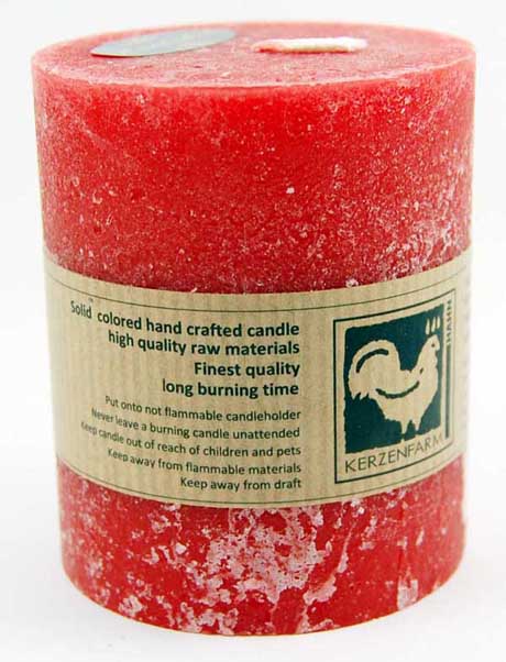 Candle Pillar Country Round Red 75X65mm