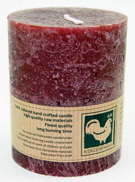 Candle Pillar Country Round Dark Red 75X65mm