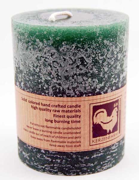 Candle Pillar Country Round Green 75X65mm