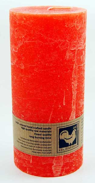 Candle Pillar Country Round Orange 135X65mm