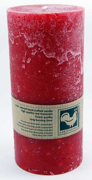 Candle Pillar Country Round Red 135X65mm