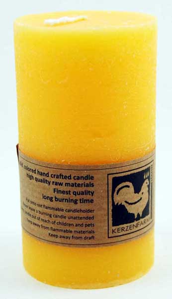 Candle Pillar Country Round Yellow 90X50mm