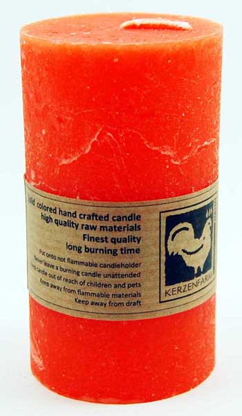 Candle Pillar Country Round Orange 90X50mm
