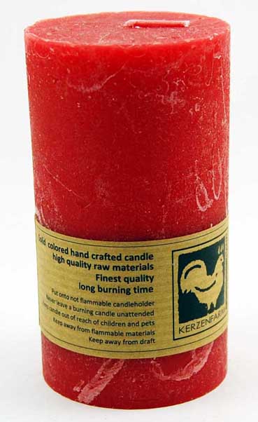 Candle Pillar Country Round Red 90X50mm