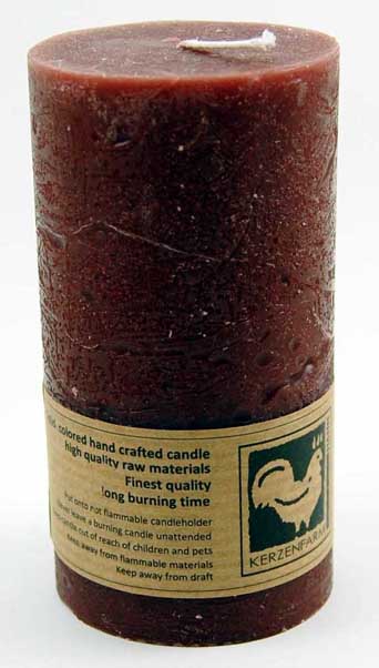 Candle Pillar Country Round Dark Red 90X50mm