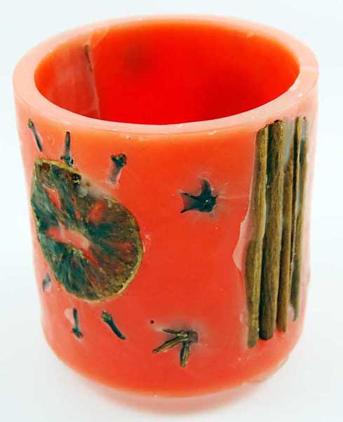 Candle Votive Orange And Red 10cm