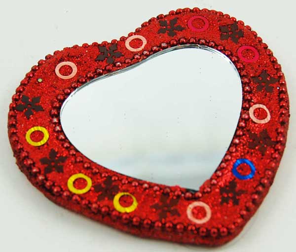Mirror Vanity Heart Shape Red