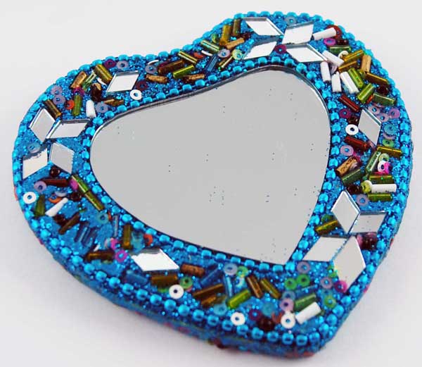 Mirror Vanity Heart Shape Blue