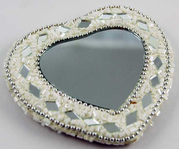Mirror Vanity Heart Shape White