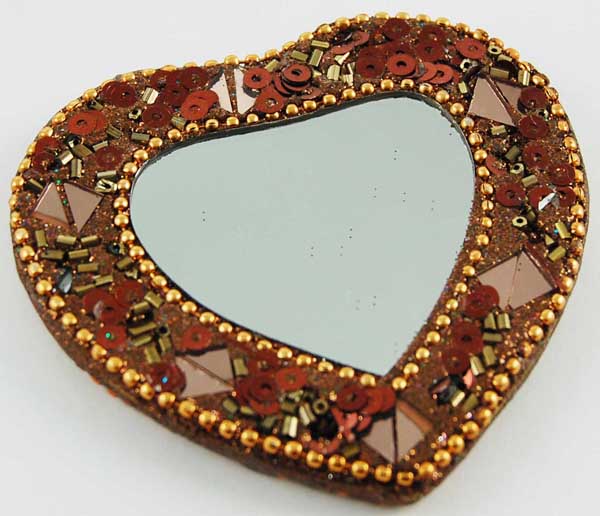 Mirror Vanity Heart Shape Brown
