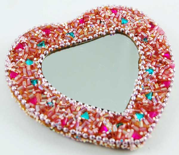 Mirror Vanity Heart Shape Pink
