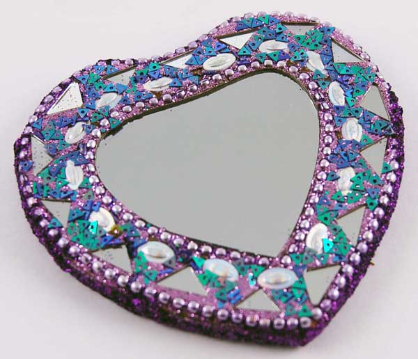 Mirror Vanity Heart Shape Purple
