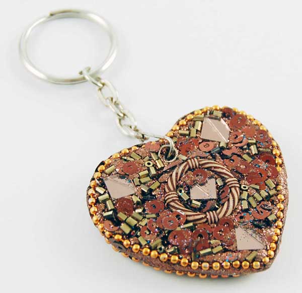 Keyring Heart Shape Brown