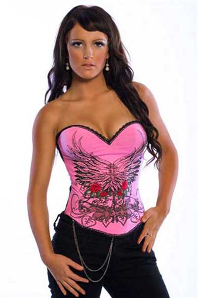 Basque Small Pink And Black Floral Design