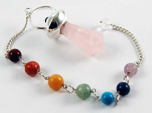 Pendulum Chakra Topi Cut Rose Quartz Chain W ChakrA*MORE INFO*