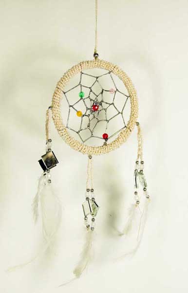 Dream Catcher Beaded Natural With Mirrors 3DM 5005