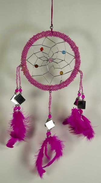 Dream Catcher Beaded Pink With Mirrors 3DM 5005
