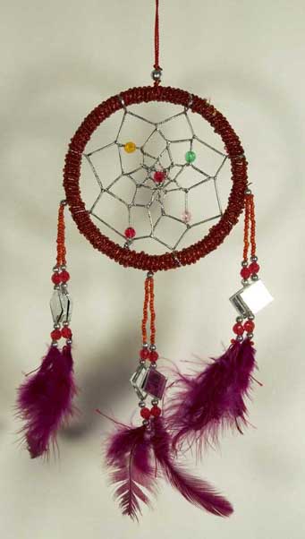 Dream Catcher Beaded Red With Mirrors 3DM 5005