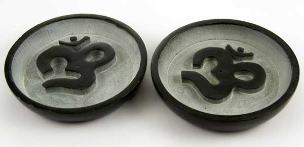 Incense Plate Soapstone Om 4 Inch 2Pcs