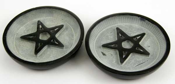 Incense Plate Soapstone Pentagram 4 Inch 2Pcs