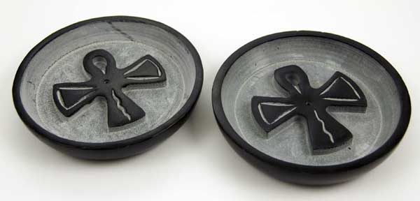 Incense Plate Soapstone Ankh 4 Inch 2Pcs