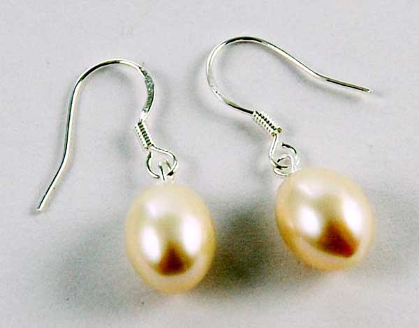Earring Silver Freshwater Pearl Drop 7-8mm
