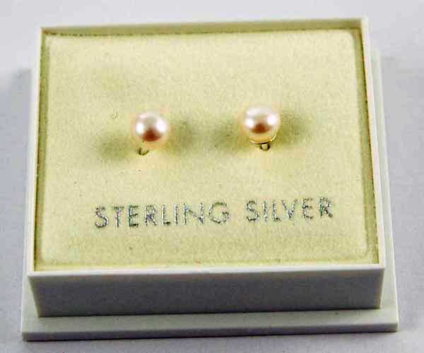 Earring Silver Freshwater Pearl 4-5mm