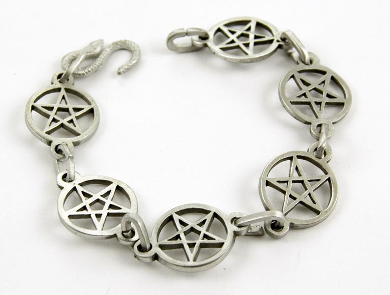 Bracelet Pewter Pentagram 21cm