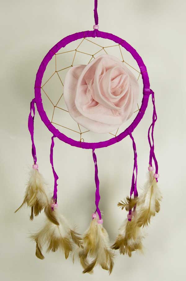 Dream Catcher Pink With Rose 6 Inch