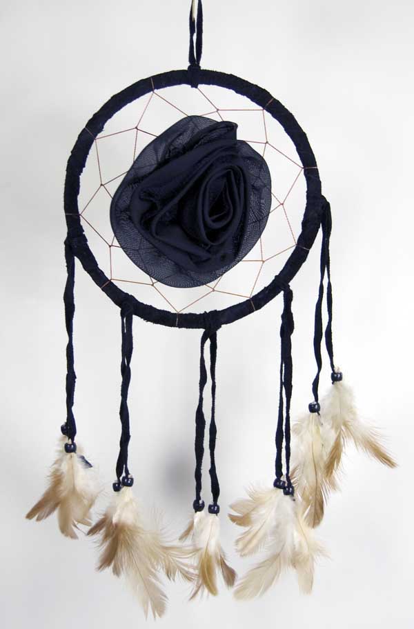 Dream Catcher Black With Rose 6 Inch